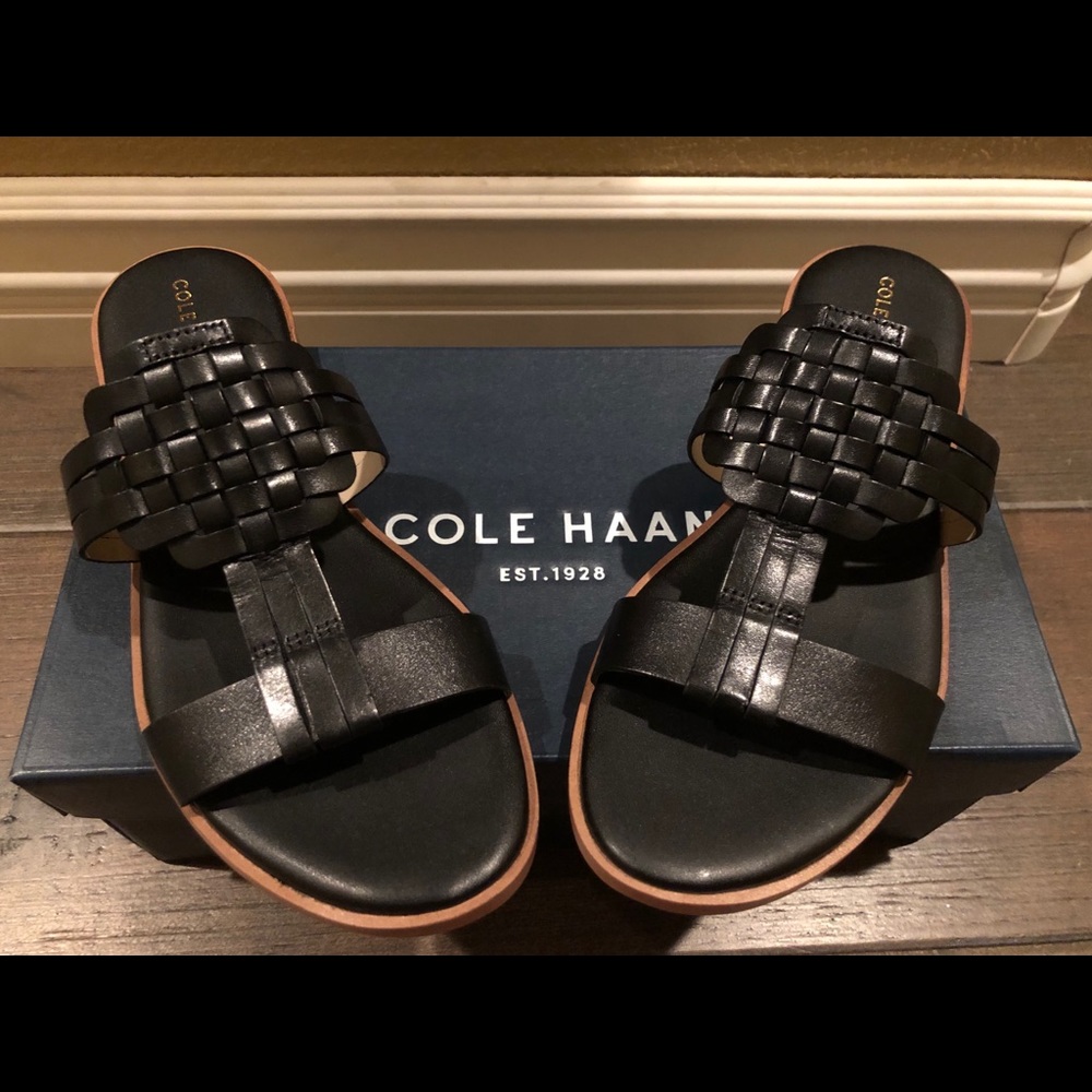 New Cole Haan Black Leather Sandal 7.5 “…
